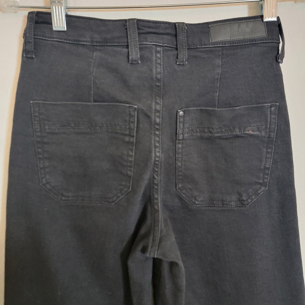 H&M &Denim Black Sz 4‎ Culotte High Waist Casual Wide Leg Jean Pant 5 Pocket - Picture 9 of 16